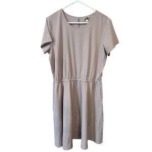 Duluth Light Pink Dress Women's Medium Cinched Waist Pockets Casual Midi